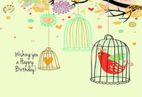 Wordy Bird Birthday card Fabulous